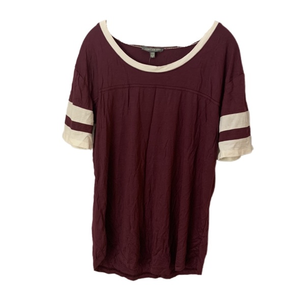 Maroon and White Varsity Stripe Soft T-Shirt - Picture 1 of 8